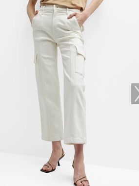 MOTHER White Denim rambler cargo ankle Jeans